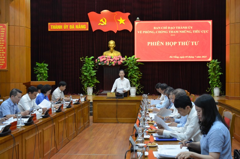 Phiên họp thứ tư của Ban Chỉ đạo Thành ủy Đà Nẵng về phòng, chống tham nhũng, tiêu cực. (Ảnh: PV)