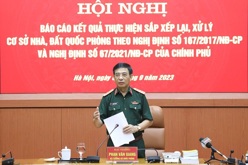 Đại tướng Phan Văn Giang phát biểu tại Hội nghị.