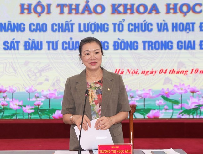 Phó Chủ tịch UBTƯ MTTQ Việt Nam Trương Thị Ngọc Ánh phát biểu tại Hội thảo. Ảnh: Tiến Đạt.