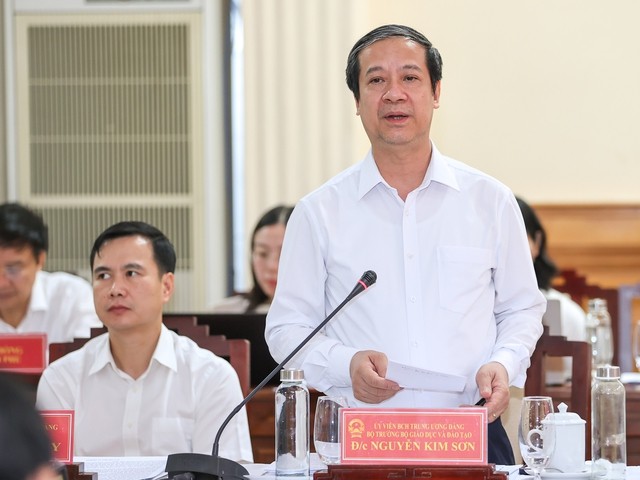 Bộ trưởng Bộ Giáo dục và Đào tạo Nguyễn Kim Sơn phát biểu - Ảnh: VGP/Nhật Bắc