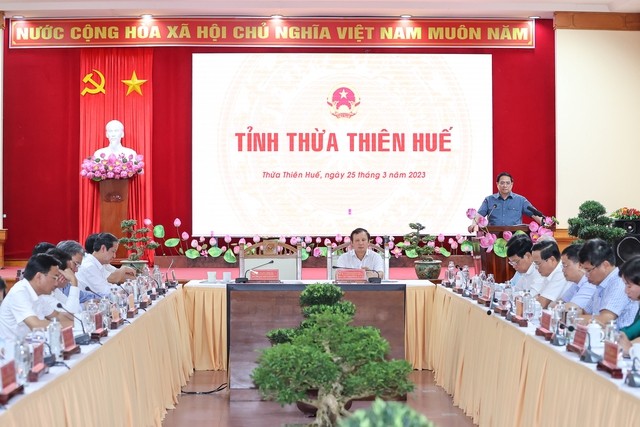 Thủ tướng Phạm Minh Chính làm việc với Ban Thường vụ Tỉnh ủy Thừa Thiên Huế - Ảnh: VGP/Nhật Bắc