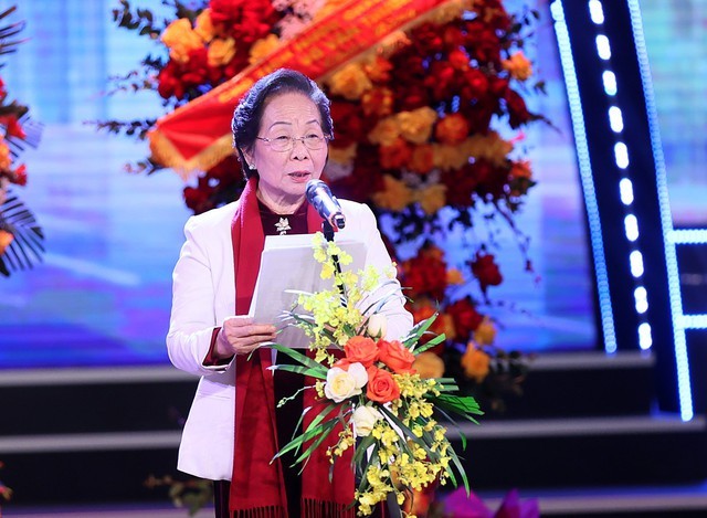 Nguyên Phó Chủ tịch nước, Chủ tịch Hội Khuyến học Việt Nam Nguyễn Thị Doan phát biểu tại buổi lễ - Ảnh: VGP/Nhật Bắc