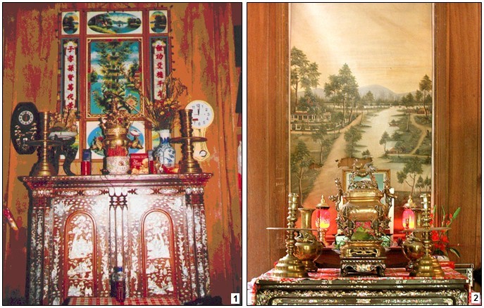 Tranh kiếng dùng để trang hoàng bàn thờ tổ tiên trong dịp Tết là phong tục của người Nam Bộ.