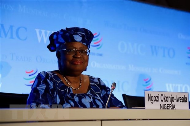 Bà Ngozi Okonjo-Iweala tại một cuộc họp báo ở Geneva, Thụy Sĩ.