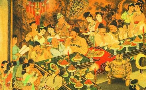 Họa hình những bữa ăn xa hoa của các Vương gia triều Thanh. 