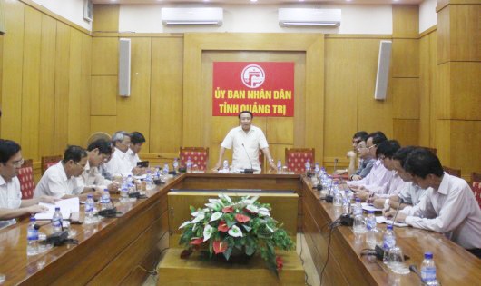Buổi họp của giữa các ngành chức năng tỉnh Quảng Trị vào chiều 14/6.
