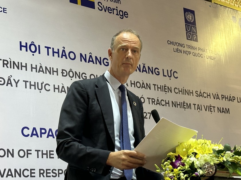 Ông Patrick Haverman, Phó trưởng Đại diện Thường trú UNDP Việt Nam phát biểu tại Hội thảo.