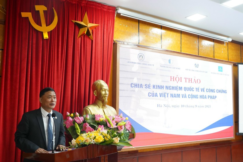 Ông Nguyễn Chí Thiện - Chủ tịch Hiệp hội Công chứng viên Việt Nam phát biểu khai mạc hội thảo.