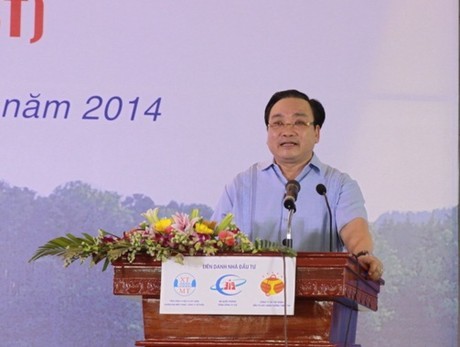 Phó Thủ tướng Hoàng Trung Hải phát lệnh khởi công Dự án. Ảnh: VGP/Nguyên Linh