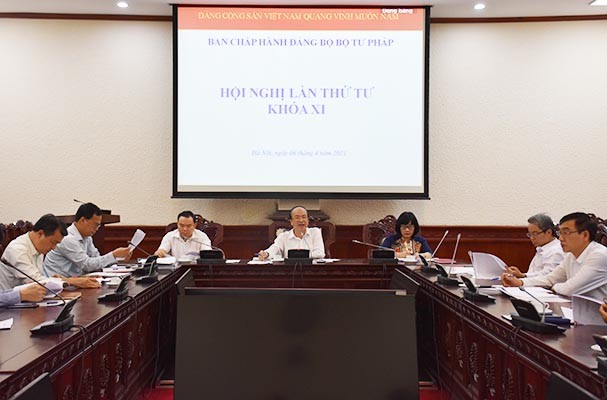 Hội nghị lần thứ IV BCH Đảng bộ Bộ Tư pháp Khóa XI và Ban Thường vụ Đảng ủy tháng 3/2021
