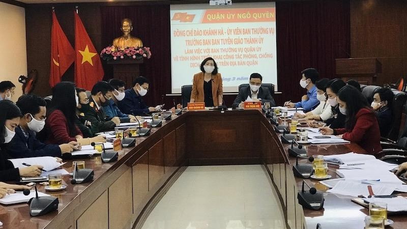 Trưởng ban Tuyên giáo Thành ủy Đào Khánh Hà phát biểu chỉ đạo tại buổi làm việc