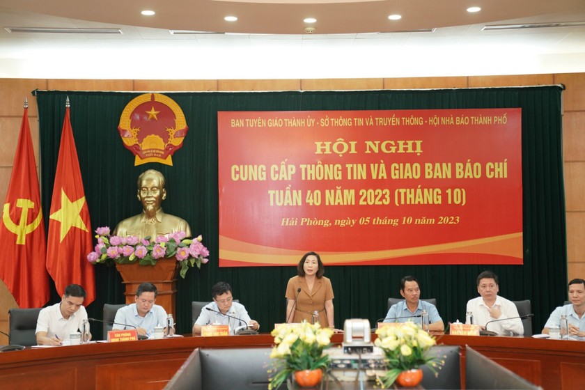 Trưởng ban Tuyên giáo Thành uỷ Hải Phòng Đào Khánh Hà chủ trì Hội nghị.