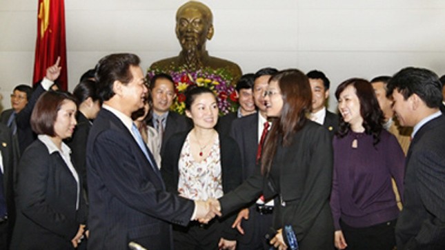 Thủ tướng Nguyễn Tấn Dũng trong lần gặp mặt DN trẻ năm 2011.