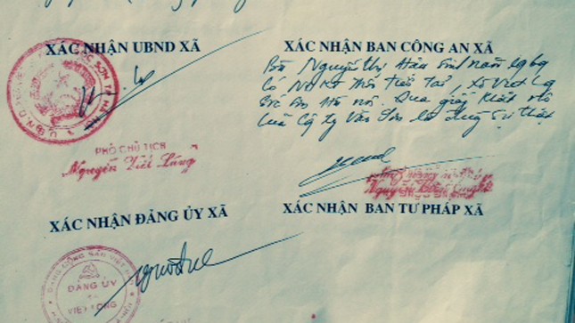 Chính quyền xã Việt Long dùng con dấu, chữ ký xác nhận, tiếp tay cho bà Nguyễn Thị Hậu lừa đảo?