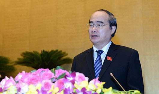 Chủ tịch MTTQVN - ông Nguyễn Thiện Nhân phát biểu tại Kỳ họp thứ Nhất, QH khóa 13
