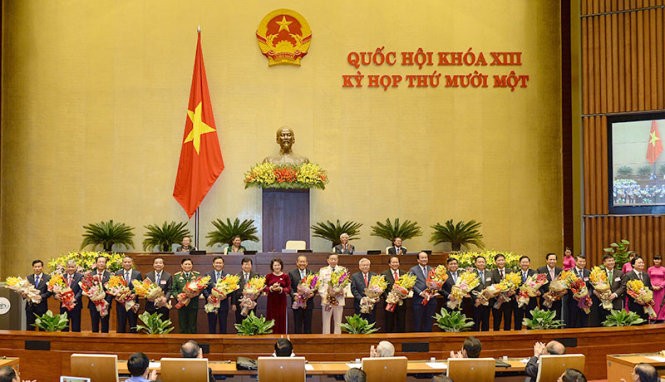 Chủ tịch Quốc hội Nguyễn Thị Kim Ngân cùng các thành viên  của Chính phủ  nhiệm kỳ 2011 - 2016