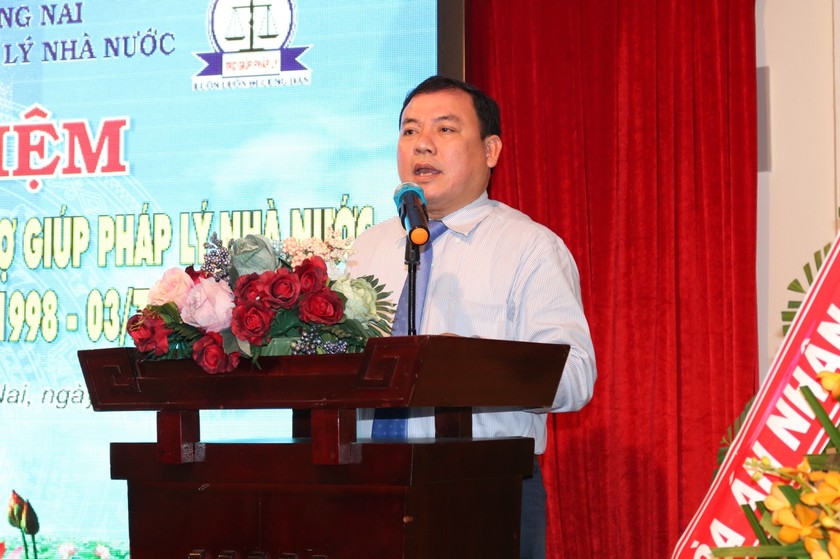 Ông Nguyễn Thanh Bình, Cục trưởng Cục công tác phía Nam – Bộ Tư Pháp phát biểu tại buổi lễ.