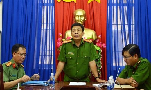 Đại tá Trương Ngọc Danh, Phó Giám đốc Công an tỉnh Cà Mau, phát biểu tại cuộc họp