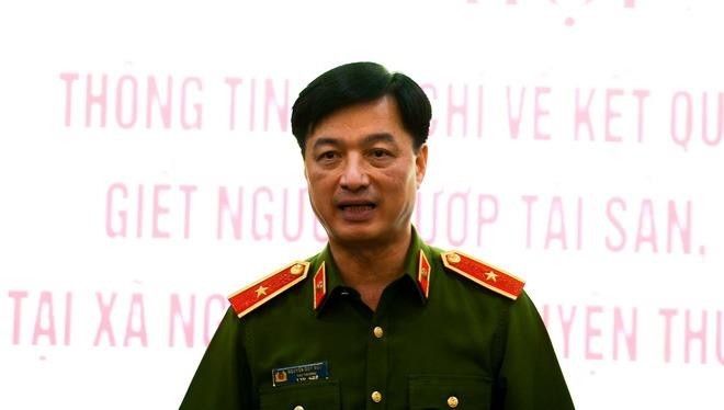 Thiếu tướng Nguyễn Duy Ngọc, Thứ trưởng Bộ Công an phát biểu tại buổi họp báo.