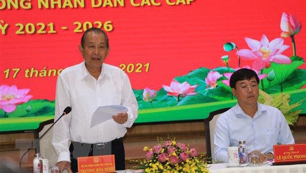  Phó Thủ tướng Thường trực Chính phủ Trương Hòa Bình - Phó Chủ tịch Hội đồng bầu cử quốc gia  -làm việc tại Đồng Tháp.
