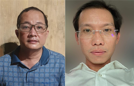Bị can Nguyễn Minh Quân (trái) và bị can Nguyễn Văn Lợi (phải). Ảnh CA