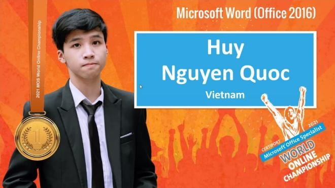 Nguyễn Quốc Huy - Vô địch Tin học Văn phòng Thế giới