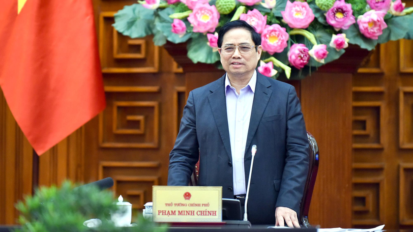 Thủ tướng Phạm Minh Chính phát biểu tại buổi làm việc với lãnh đạo tỉnh Tuyên Quang.