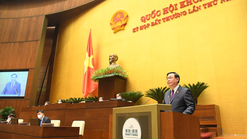 Chủ tịch Quốc hội Vương Đình Huệ phát biểu khai mạc Kỳ họp bất thường lần thứ nhất, Quốc hội khóa XV.