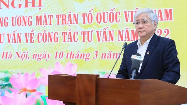 Ông Đỗ Văn Chiến, Bí thư Trung ương Đảng, Chủ tịch UBTƯ MTTQ Việt Nam phát biểu tại Hội nghị.