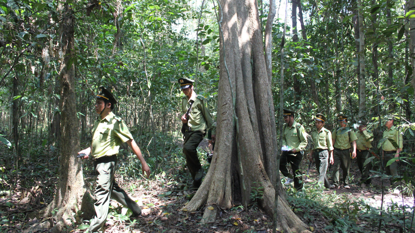 Kiểm lâm khu bảo tồn Đồng Nai tuần tra, bảo vệ rừng.