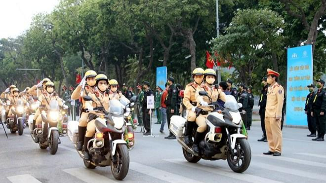Lễ ra quân của lực lượng cảnh sát giao thông.
