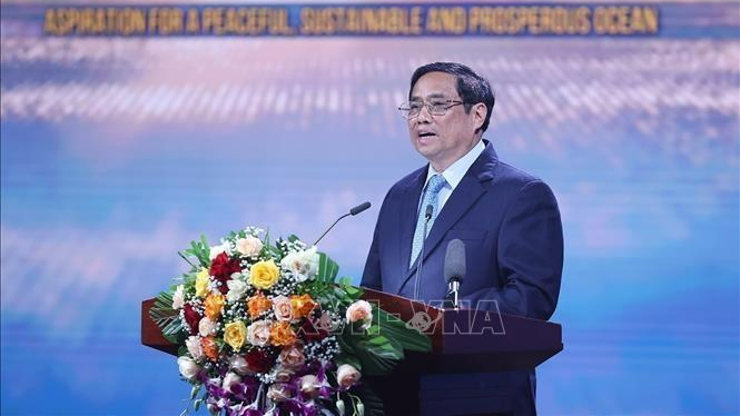  Thủ tướng Phạm Minh Chính phát biểu trong chương trình cầu truyền hình trực tiếp “Khát vọng Đại dương xanh”.
