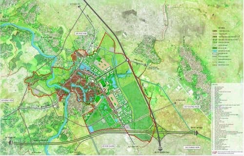 Sơ đồ định hướng phát triển không gian đô thị thị trấn Liên Quan, huyện Thạch Thất đến năm 2030.