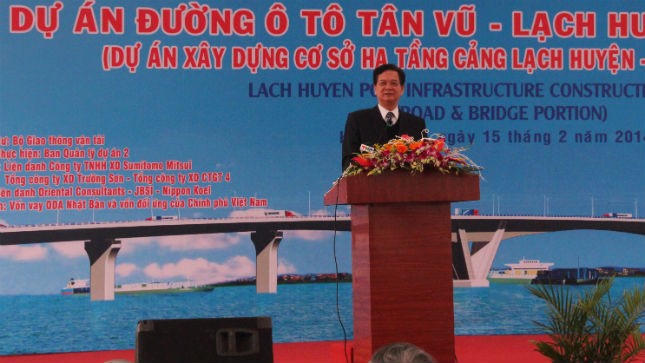 Thủ tướng Nguyễn Tấn Dũng phát lệnh khởi công xây dựng dự án cầu, đường Tân Vũ- Lạch Huyện
