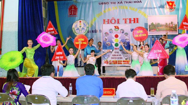 Hội thi An toàn giao thông do Phòng Tư pháp thị xã Thái Hòa tổ chức