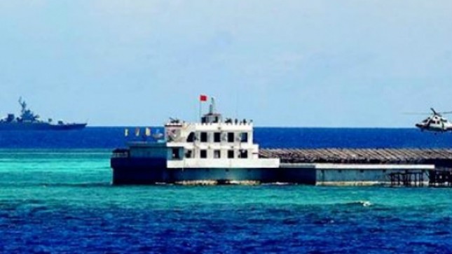 Công trình Trung Quốc xây dựng trái phép trên đảo Gạc Ma. Ảnh: Internet