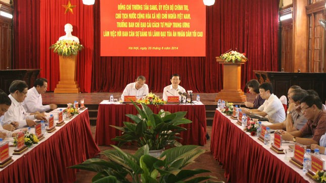Chủ tịch nước Trương Tấn Sang chủ trì buổi làm việc tại TANDTC