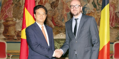 Thủ tướng Vương quốc Bỉ Charles Michel đón Thủ tướng Nguyễn Tấn Dũng