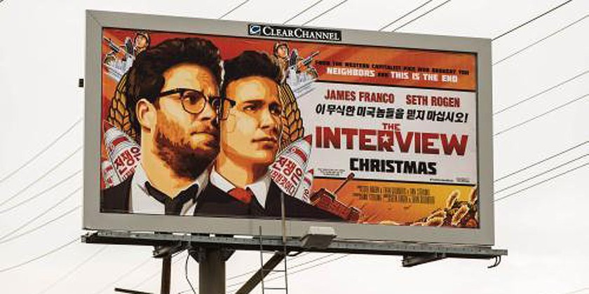 Biển quảng cáo phim “The interview”của Hãng phim Sony Pictures ở Venice, bang California ngày 19/12/2014