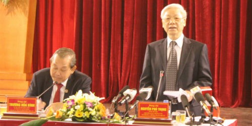 Tổng Bí thư Nguyễn Phú Trọng phát biểu tại buổi làm việc Ảnh: Như Yến