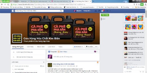 Facebook có tên Cửa hàng hóa chất Kim Biên ngang nhiên công khai bán cà phê bẩn