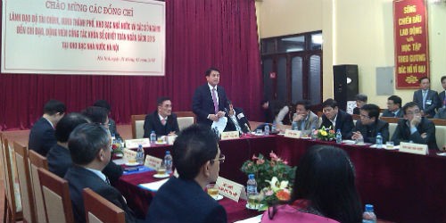 Chủ tịch UBND TP Hà Nội phát biểu tại buổi khóa sổ quyết toán của KBNN