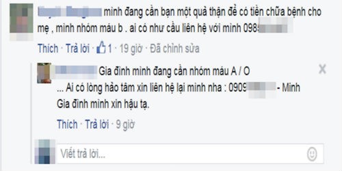 Nhiều thông tin muốn mua bán thận trên trang Tổ chức hiến tặng nội tạng Việt Nam. Ảnh chụp Facebook