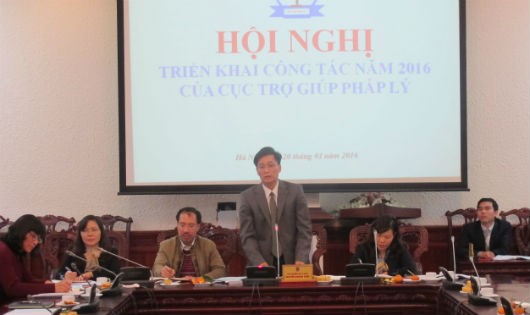 Thứ trưởng Nguyễn Khánh Ngọc phát biểu chỉ đạo tại Hội nghị triển khai công tác năm 2016 của Cục Trợ giúp pháp lý