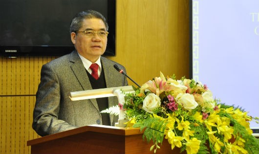 Thứ trưởng Đinh Trung Tụng phát biểu tại hội nghị triển khai công tác năm 2015 của Vụ Kế hoạch tài chính