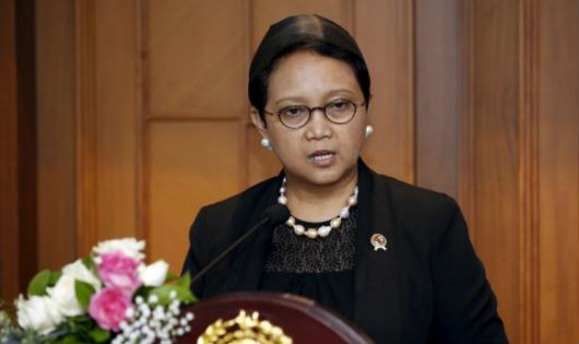 Bộ trưởng Ngoại giao Indonesia Retno Marsudi tại cuộc họp báo ngày 21/3