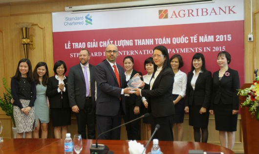 Agribank nhận giải thưởng Chất lượng thanh toán quốc tế năm 2015