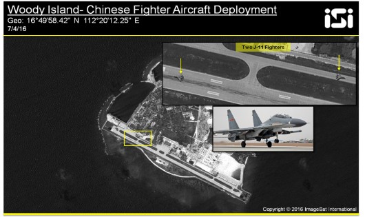 Hình ảnh vệ tinh cho thấy việc Trung Quốc triển khai máy bay. Ảnh: ImageSat International