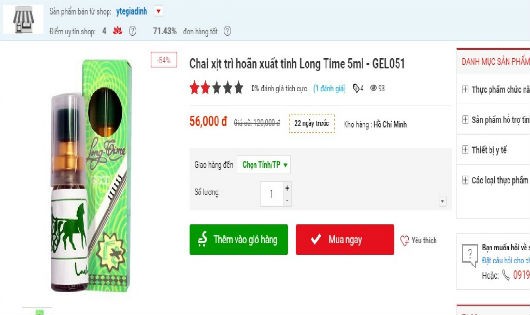 Sản phẩm Long Time bán trên Sendo.vn. 