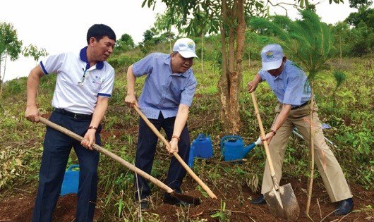Lãnh đạo Bộ NN&PTNT và tỉnh Điện Biên trồng cây nhân ngày chống sa mạc hóa và ngày đa dạng sinh học.